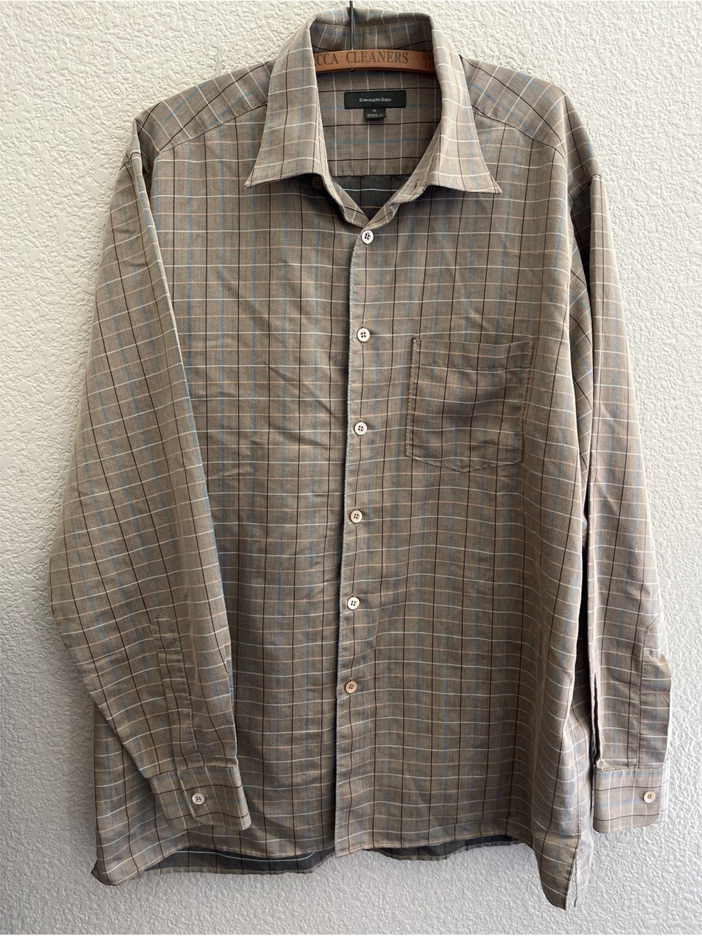Ermenegildo Zegna Brown Plaid Button Down Men’s Size XL